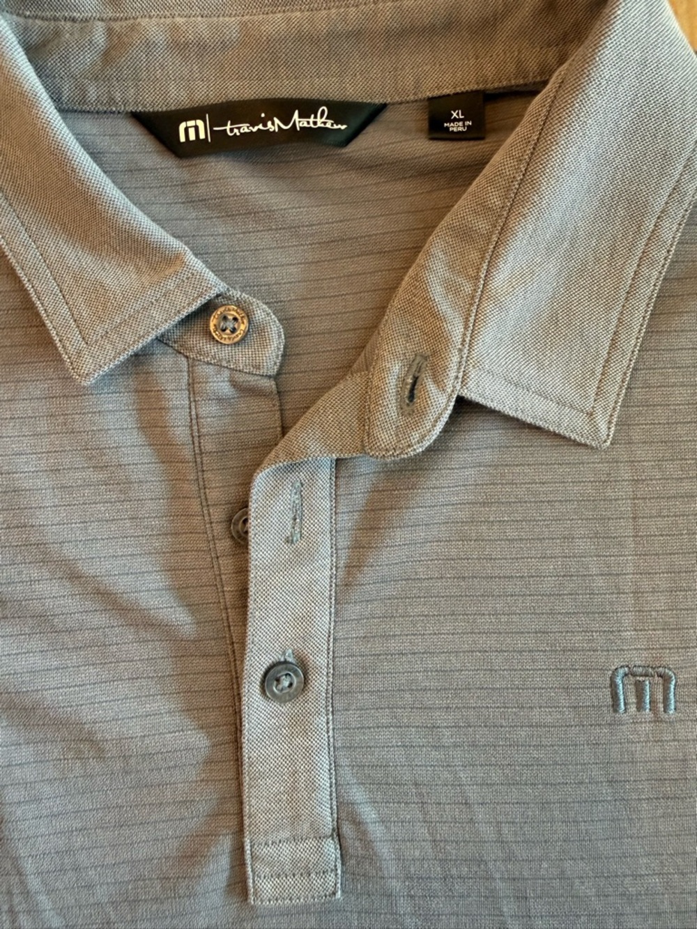TravisMathew Polo Shirt Men’s XL Charcoal Gray Striped Performance Golf Casual - Picture 3 of 4
